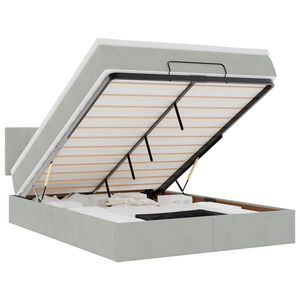 vidaXL Ottoman bed met matras 140x200cm fluweel lichtgrijs
