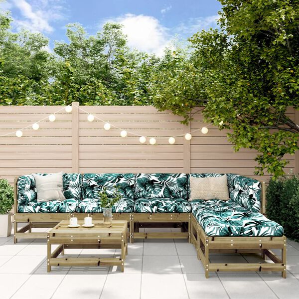 vidaXL 7-delige Loungeset met kussens ge&iuml;mpregneerd grenenhout