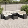 vidaXL 9-delige Loungeset met kussens poly rattan zwart