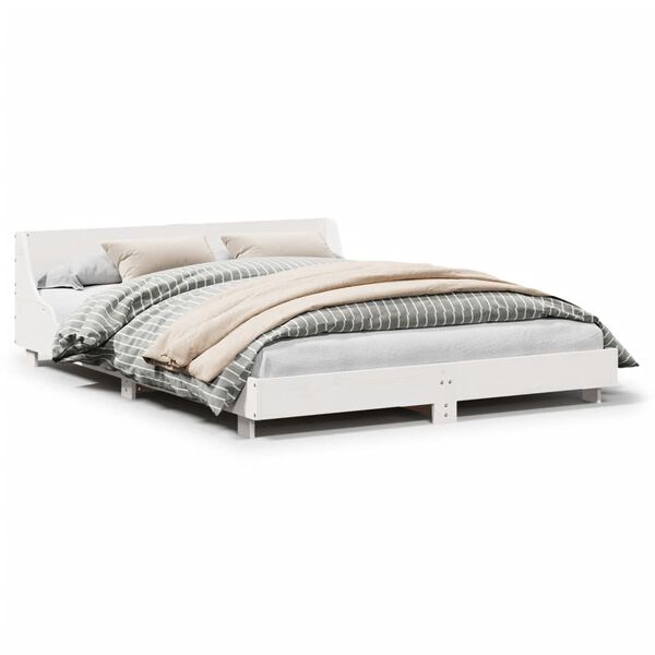 vidaXL Bedframe zonder matras massief grenenhout wit 140x200 cm