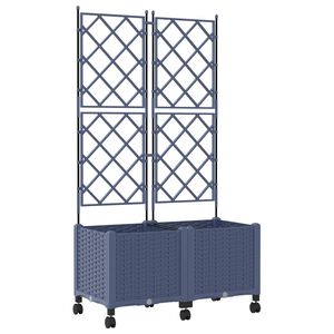 vidaXL Tuinplantbak met schutting en wielen 2 st Grijs PP