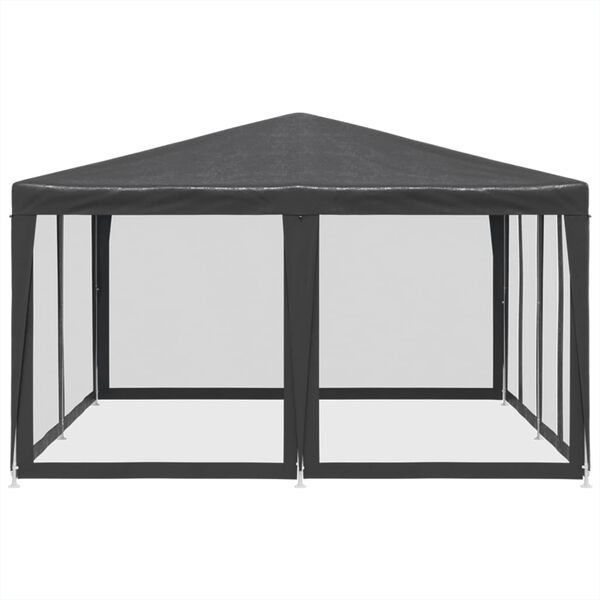 vidaXL Partytent met 8 mesh zijwanden 4x4 m HDPE antracietkleurig