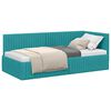 vidaXL Hoekbedframe met hoofdeinde Turquoise 90 cm x 190 cm Fluweel