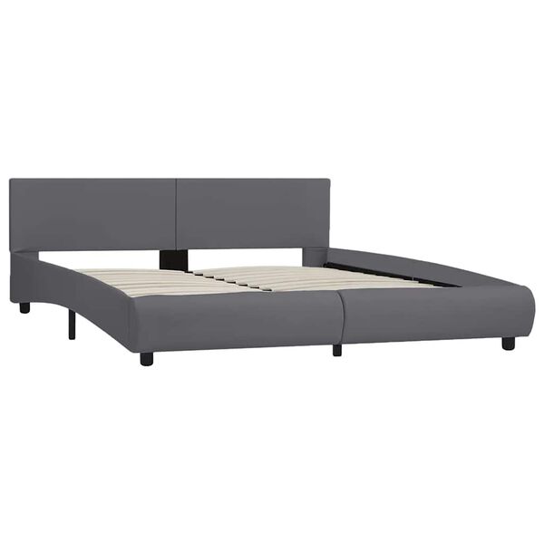 vidaXL Bedframe met LED kunstleer grijs 180x200 cm