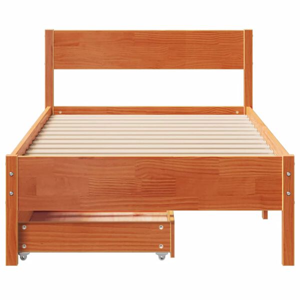 vidaXL Bedframe zonder matras massief grenenhout wasbruin 90x200 cm