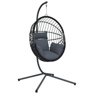 vidaXL Hangstoel met standaard rattan en staal antracietkleurig