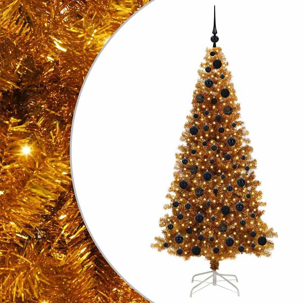 vidaXL Kerstboom met 300 LED met standaard Goud 180 cm PET