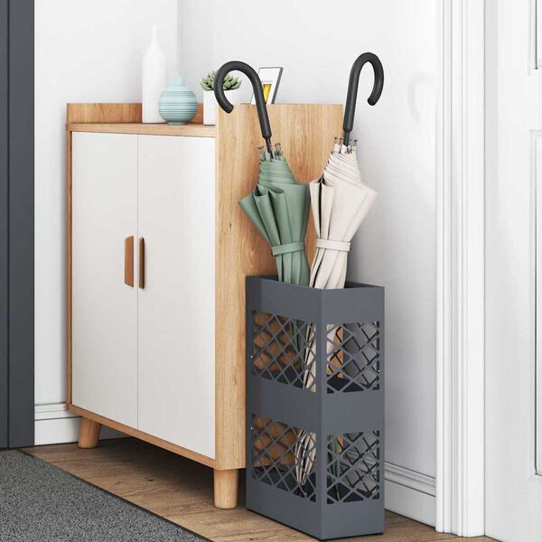 vidaXL Paraplu Standaard met opslag Antraciet 28 x 12 x 41 cm Staal