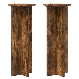 vidaXL Plantenstandaard 2 st Gerookt eiken &Oslash;40 x 100 cm Bewerkt hout