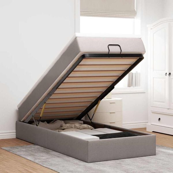 vidaXL Ottoman bed met matras 100x200cm stof taupe