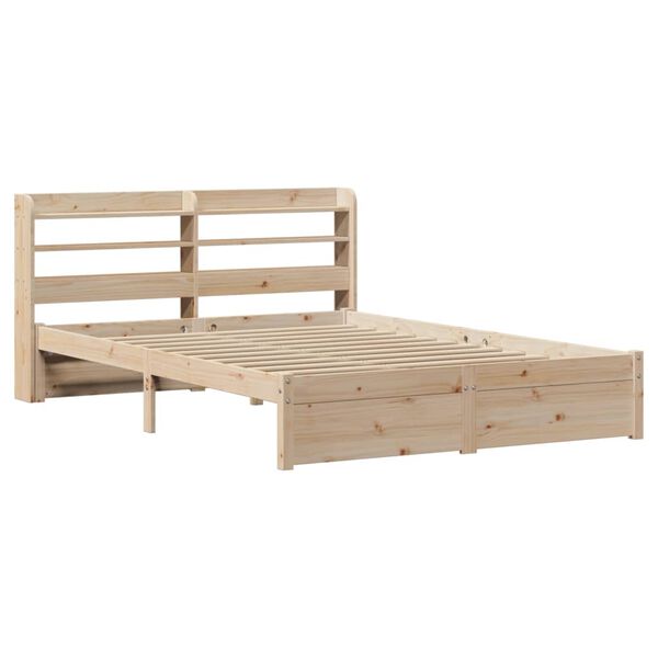 vidaXL Bedframe met hoofdbord massief grenenhout wit 140x200 cm