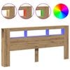 vidaXL Hoofdeinde met LED 220x18,5x103,5 cm hout artisanaal eikenkleur
