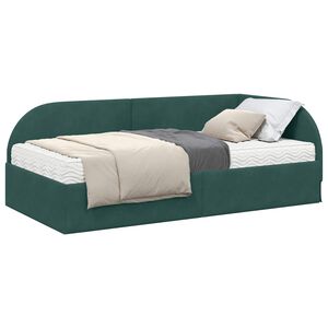vidaXL Hoekbedframe met Matras 2 st Donkergroen 80 x 200 cm Fluweel