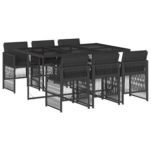 vidaXL 7-delige Tuinset met kussens poly rattan zwart