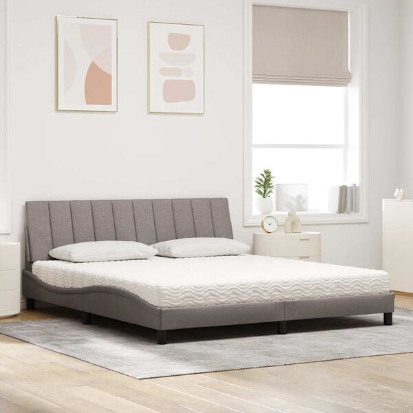 vidaXL Bed met matras "Hanko" stof taupe 180x200 cm