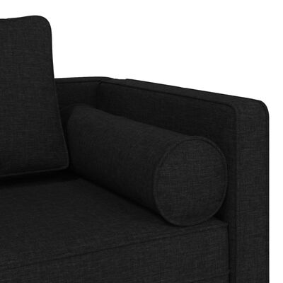 vidaXL Chaise longue met kussens stof zwart