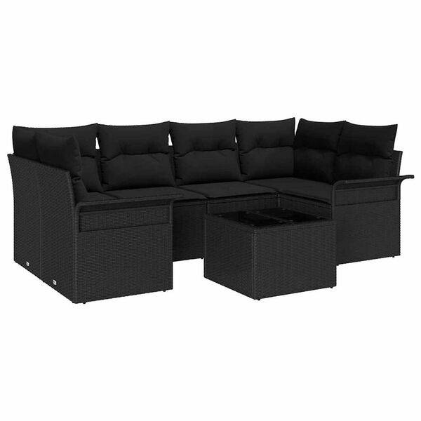 vidaXL Tuin Sofa Set 7 pcs Zwart Poly riet