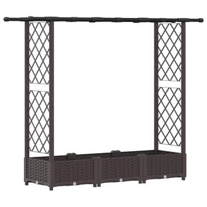 vidaXL Verhoogd Bed met Trellis en Dak Bruin 164 x 40 x 121 cm PP
