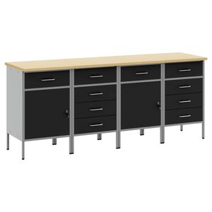 vidaXL Werk kast met lade 4 st Zwart en Grijs 200 x 55 x 85 cm