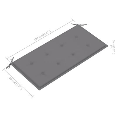 vidaXL Tuinbank met grijs kussen 112 cm massief teakhout
