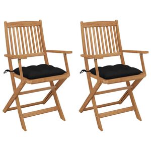vidaXL Tuinstoelen 2 st inklapbaar met kussens massief acaciahout