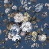 Noordwand Behang Blooming Garden 6 Big Flowers blauw en bruin