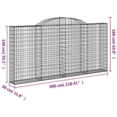 vidaXL Schanskorven 12 st gewelfd 300x30x140/160 cm ijzer