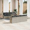 vidaXL Tuin Sofa Set met kussen met opslag 9 pcs Lichtgrijs Poly riet