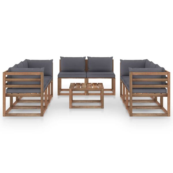 vidaXL 9-delige Loungeset met antracietkleurige kussens