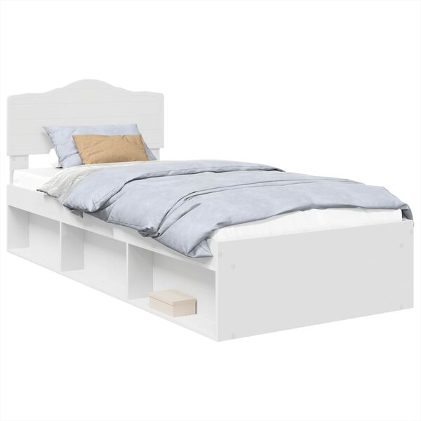 vidaXL Bedframe met hoofdeinde Wit 90 x 200 cm Massief grenenhout