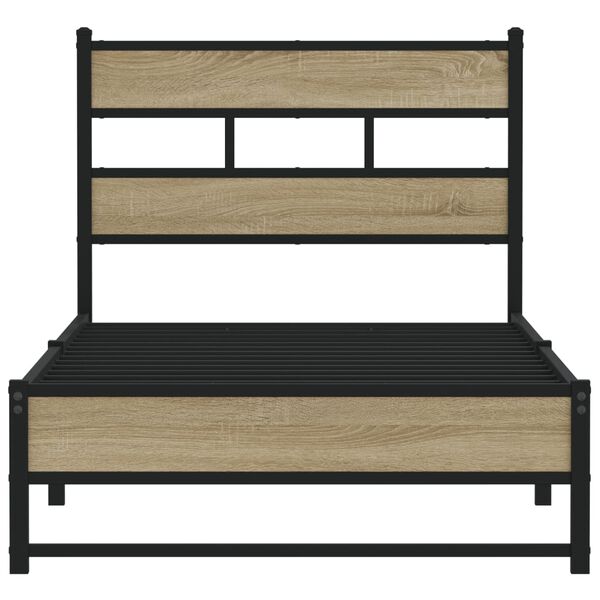 vidaXL Bedframe zonder matras metaal sonoma eikenkleurig 107x203 cm