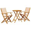 vidaXL 3-delige Bistroset stof en massief hout beige