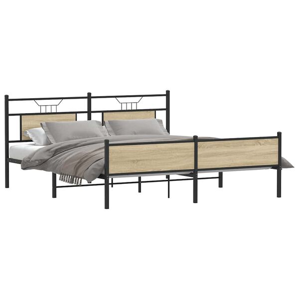 vidaXL Bedframe zonder matras metaal sonoma eikenkleurig 183x213 cm