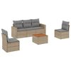 vidaXL 6-delige Loungeset met kussens poly rattan beige