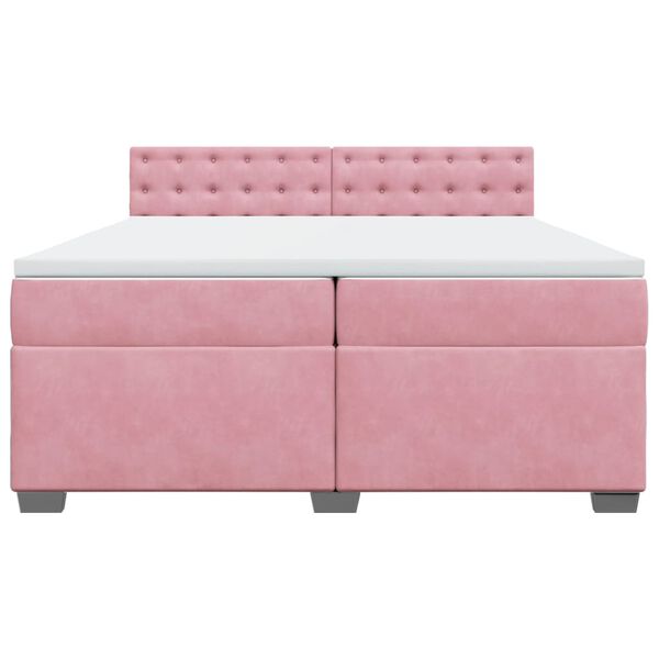 vidaXL Boxspring met matras fluweel roze 200x200 cm