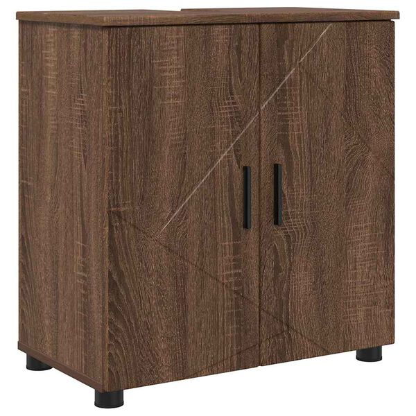 vidaXL Badkamer Kast Bruin Eiken 61 x 35 x 64 cm Bewerkt hout & Metaal