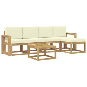 vidaXL Buiten bankenset met kussen 6 pcs Wit en cr&egrave;mekleurig