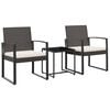 vidaXL 3-delige Tuinset met kussens polypropeen rattan bruin
