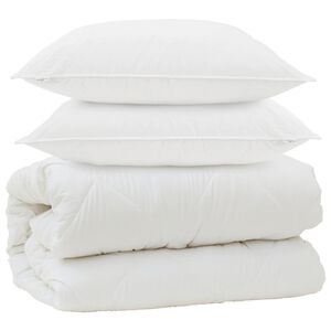 vidaXL Dekbed met Kussens met kussen 3 pcs Wit Microvezel