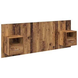 vidaXL Hoofdbord Met Kast met lade 3 pcs Oud Hout Bewerkt hout