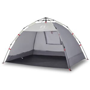 vidaXL Strandtent 2-persoons waterdicht snelontgrendeling grijs