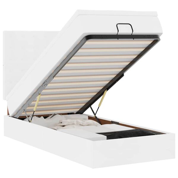 vidaXL Ottoman bed met matras en LED's 80x200 cm kunstleer wit