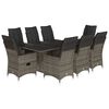 vidaXL 9-delige Tuinset met kussens poly rattan grijs