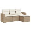 vidaXL 4-delige Loungeset met kussens poly rattan beige