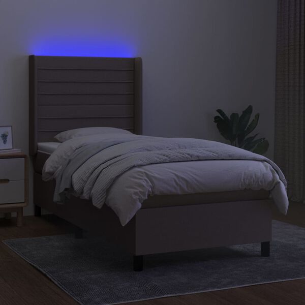 vidaXL Boxspring met matras en LED stof taupe 100x200 cm