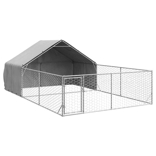 vidaXL Hondenkennel met ren 6x3x1,9 m gegalvaniseerd staal