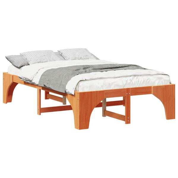 vidaXL Bedframe met opslag Bruin 135 x 190 cm Grenenhout