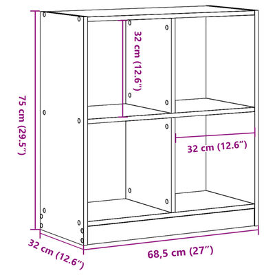 vidaXL Boekenkast 68,5x32x75 cm bewerkt hout betongrijs