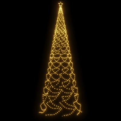 vidaXL Kerstboom met metalen paal en 1400 LED's 5 m warmwit