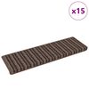 vidaXL Zelfklevende Trapmatten Gestreept 15 pcs Bruin 65 x 21 x 4 cm
